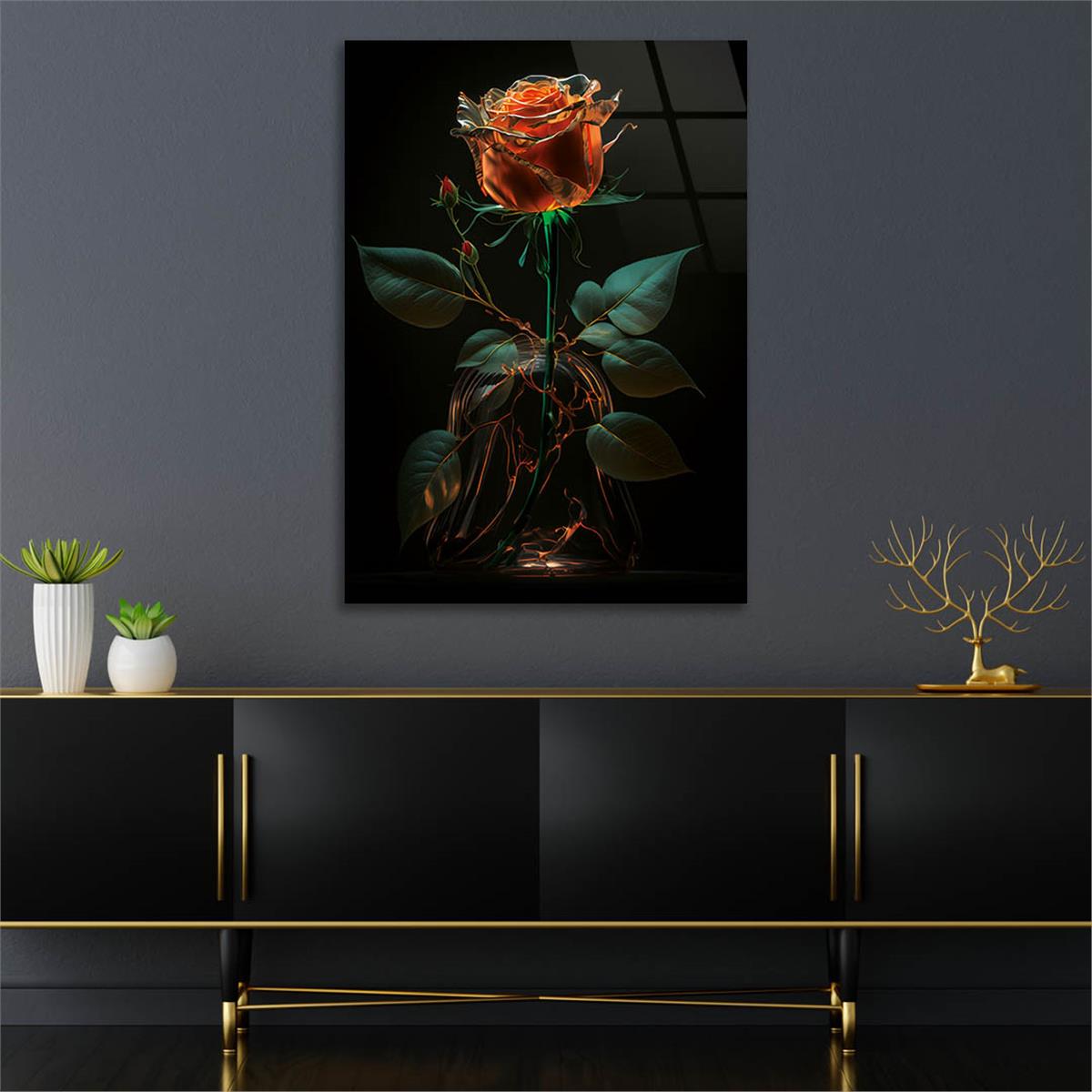 Vertical Tempered Glasss Wall Arts Natured-Themed137