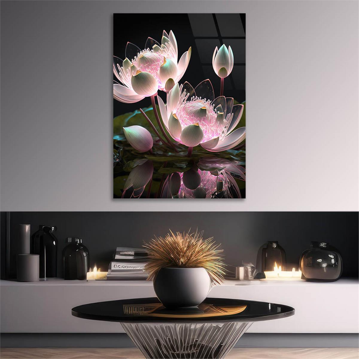 Dikey Sanat Temalı Cam Tablo 449