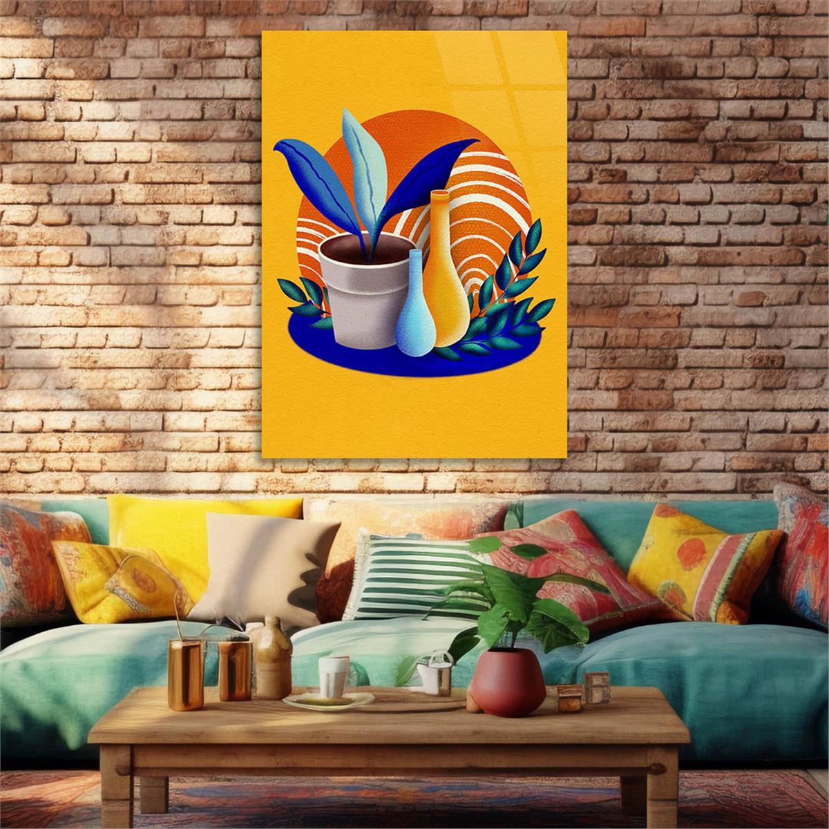 Dikey Sanat Temalı Cam Tablo 541