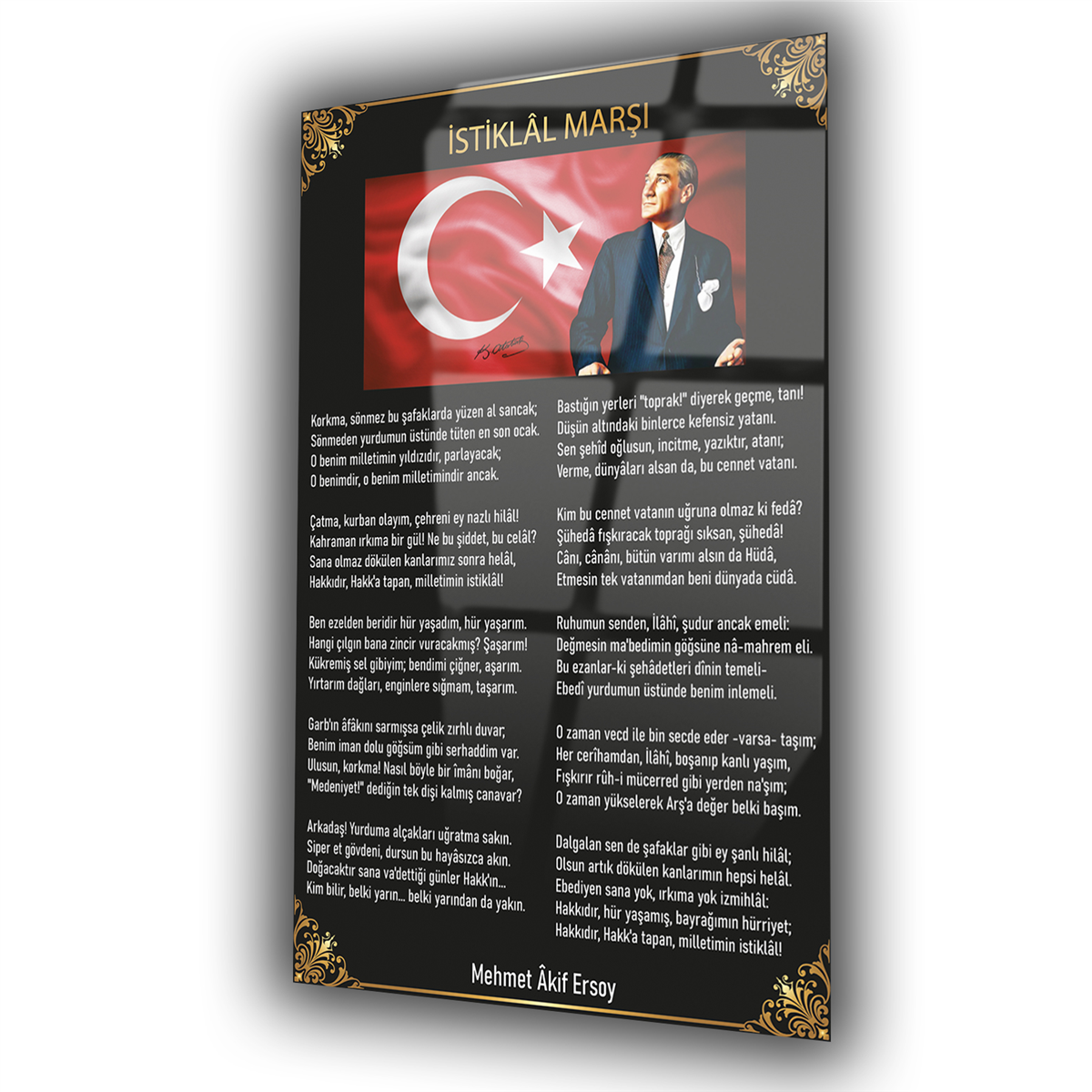 ABLAtatürk ve İstiklal Marşı Cam Tablo