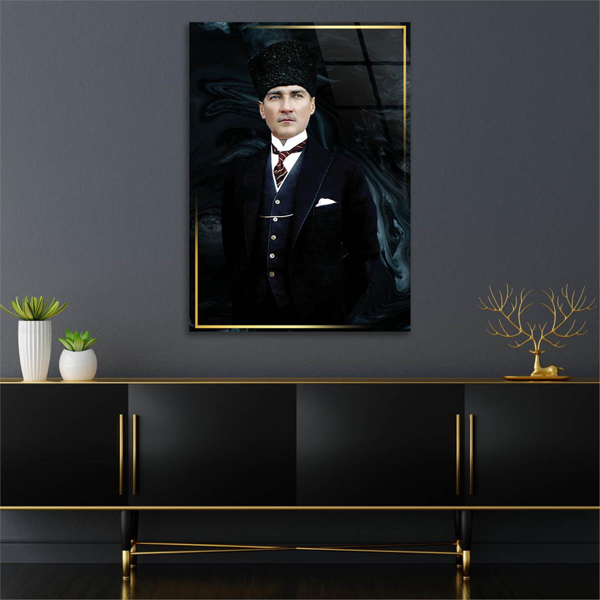 MUSTAFA KEMAL ATATÜRK GÖRSELLİ CAM TABLO