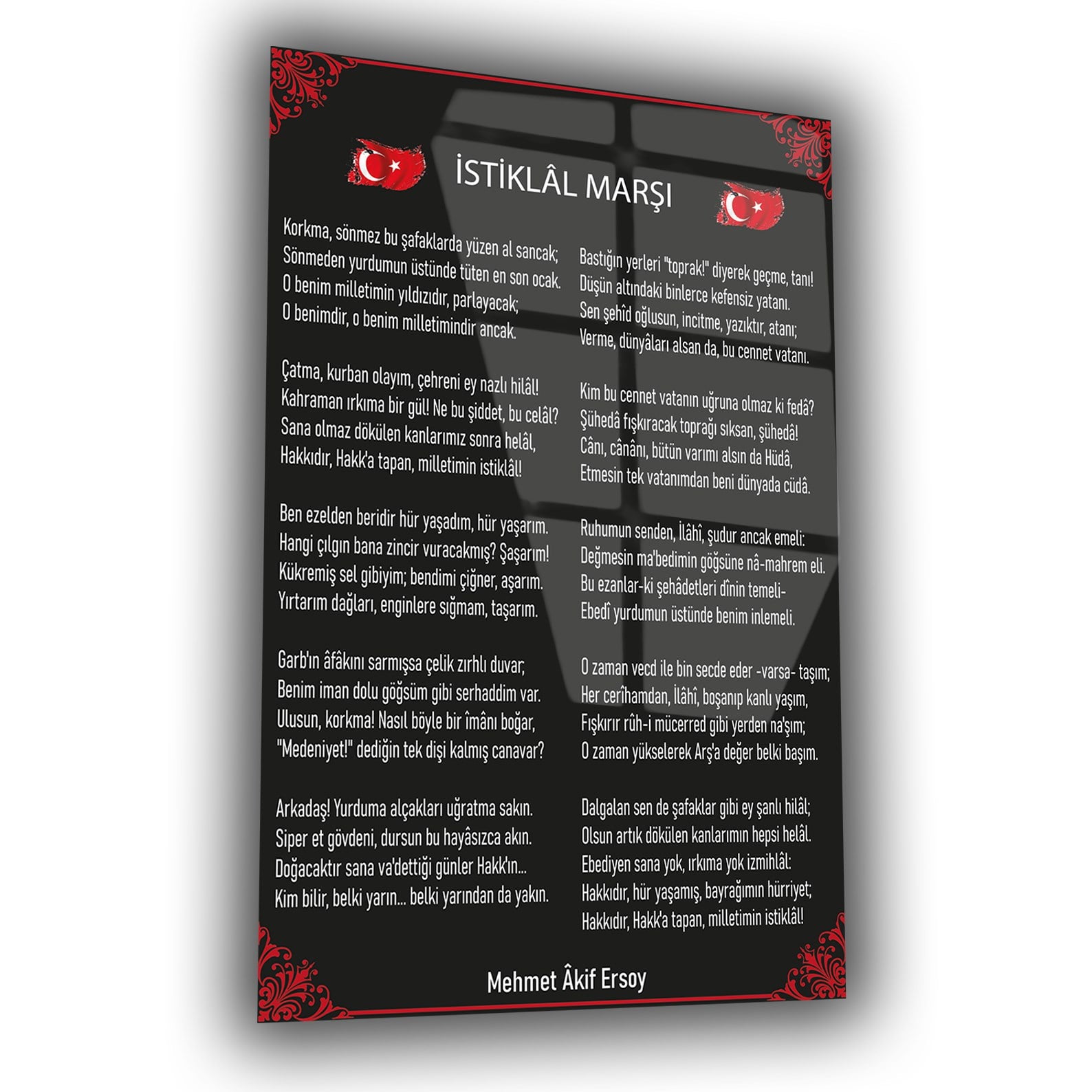 Mehmet Akif Ersoy İstiklal Marşı Cam Tablo