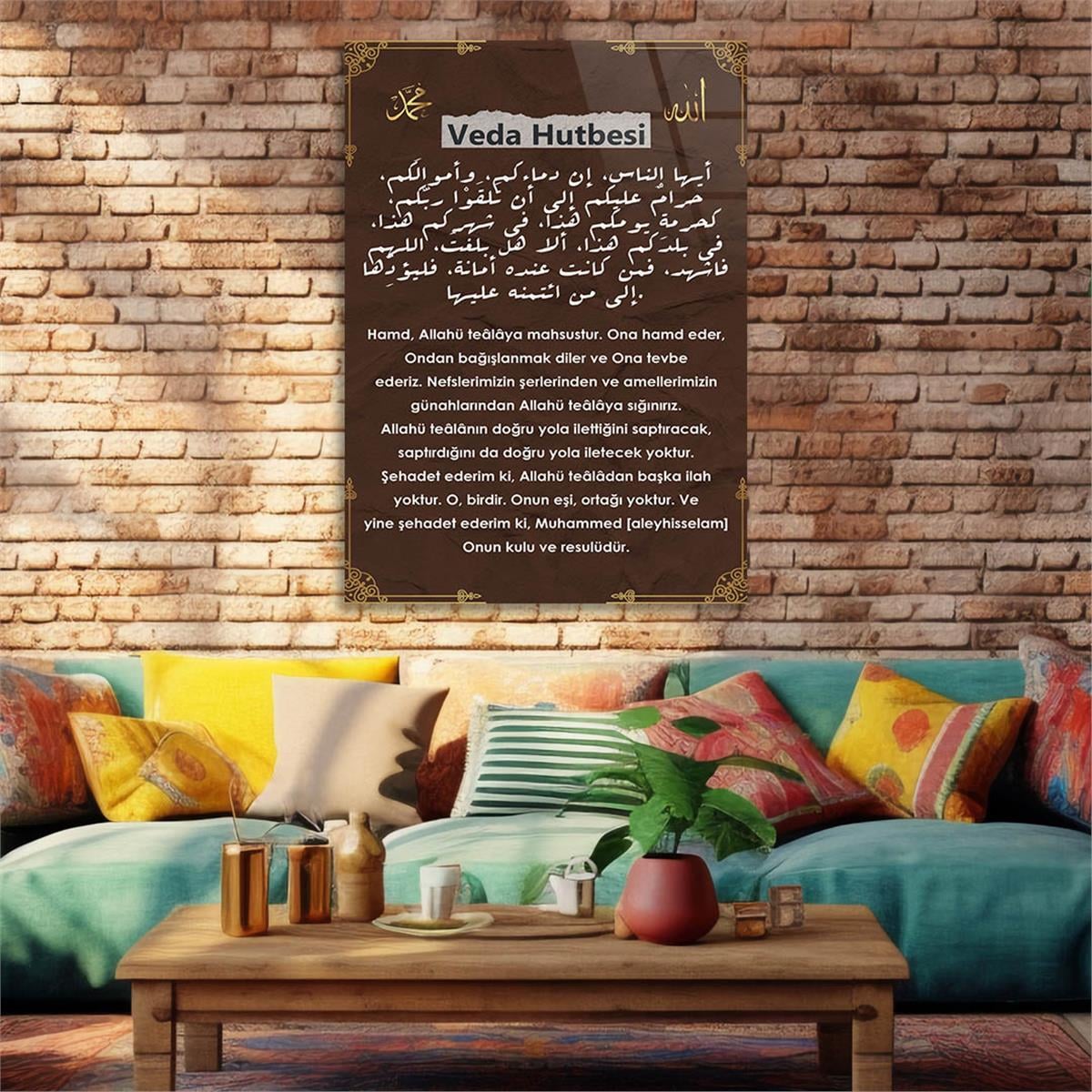 Farewell Sermon Tempered Glass Wall Art with Turkish and Arabic Script