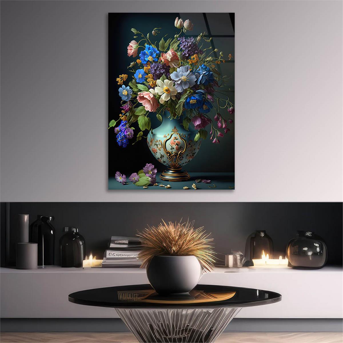 Dikey Sanat Temalı Cam Tablo 472