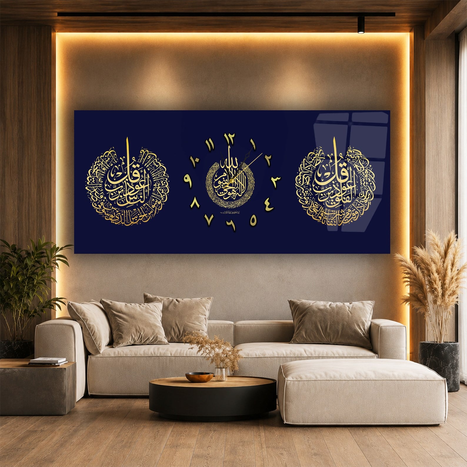 Middle-Clock, Religious-Themed Horizontal Glass Wall Painting 105