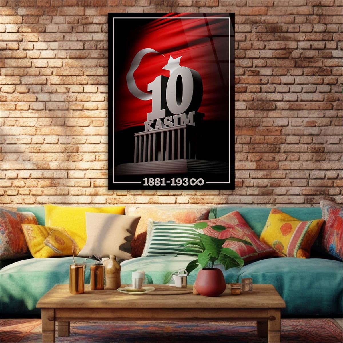 Dikey VatanTemalı Cam Tablo 129