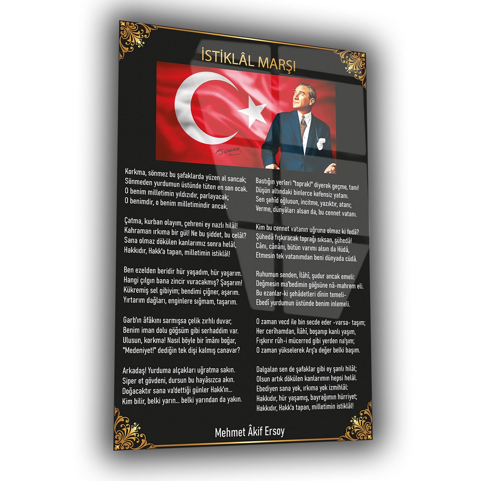 ABLAtatürk ve İstiklal Marşı Cam Tablo