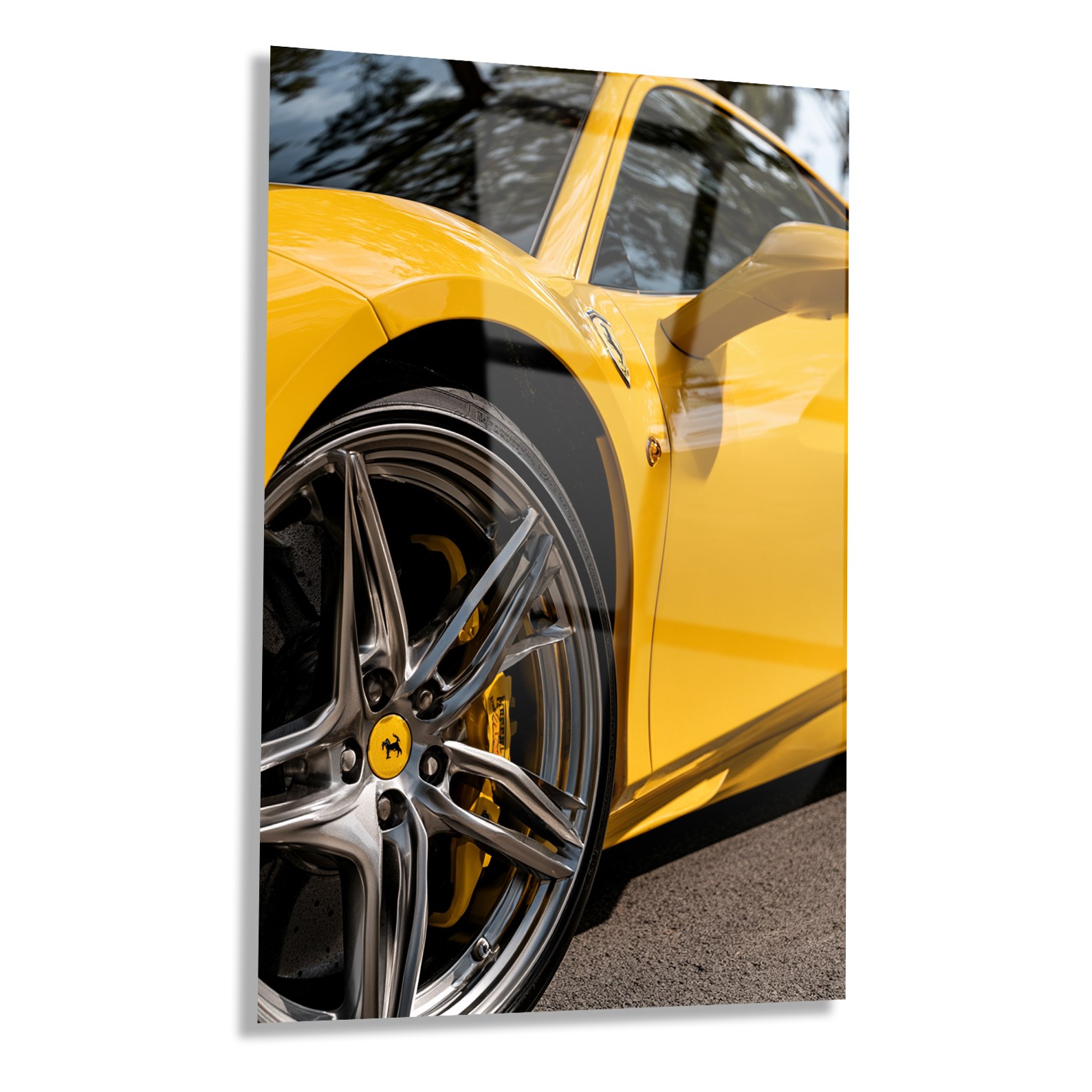 Sarı Ferrari Jant Detay Cam Tablo