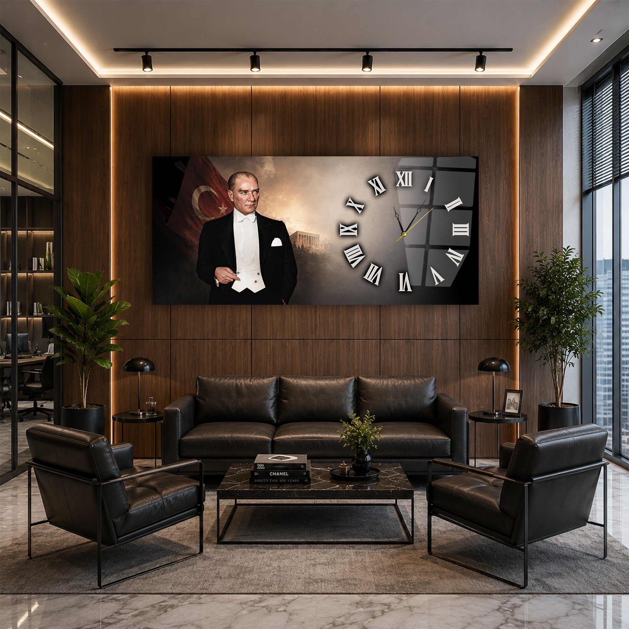 Klasik Atatürk Portresi Saatli Cam