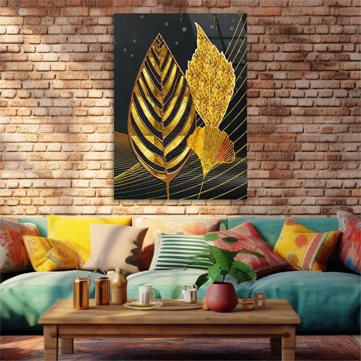 Dikey Sanat Temalı Cam Tablo 337