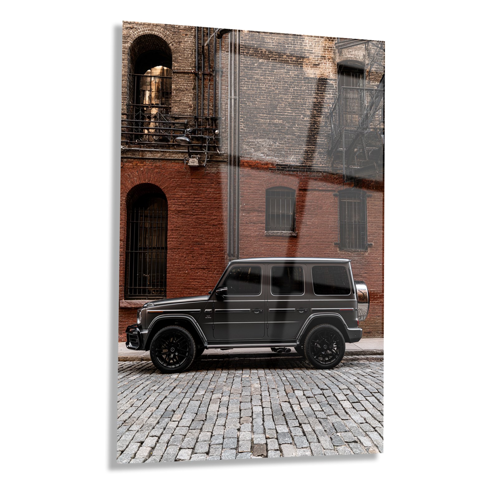 Gri Mercedes G63 Şehir Cam Tablo