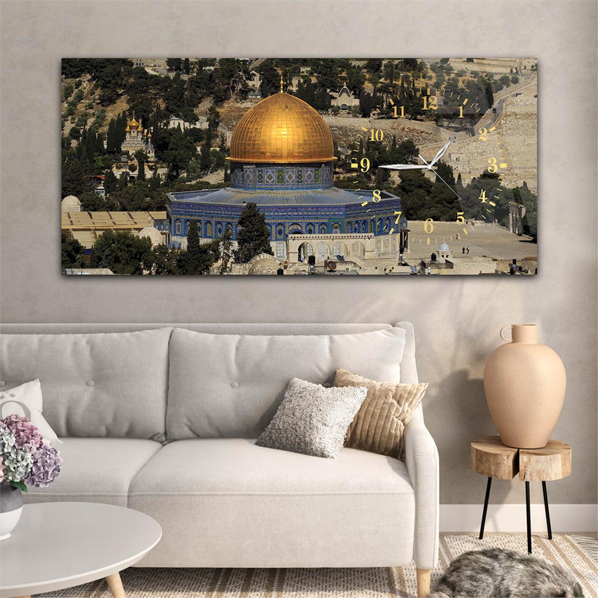 Side-Clock, Religious-Themed Horizontal Glass Wall Painting 036