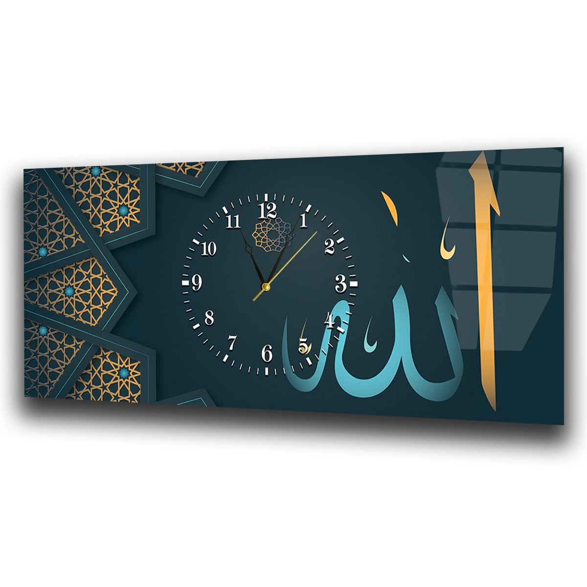 Middle-Clock, Religious-Themed Horizontal Glass Wall Painting 014