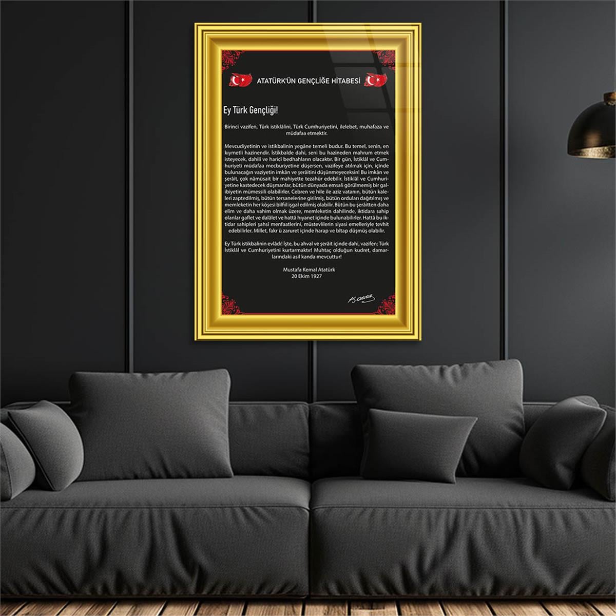 Atatürks Address to the Turkish Youth Glass Wall Art 