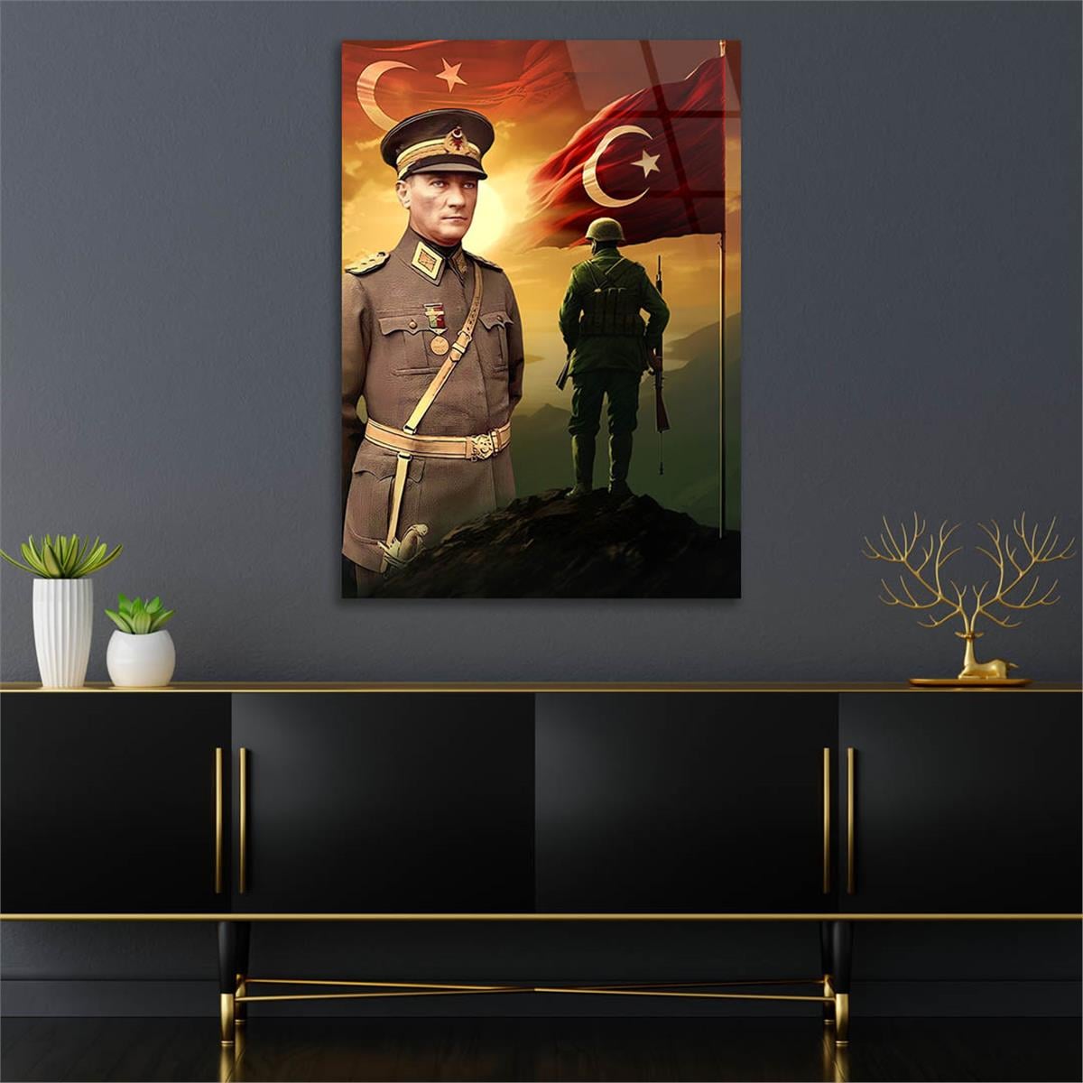 Dikey VatanTemalı Cam Tablo 157