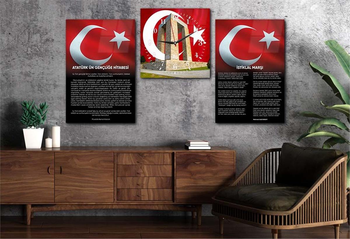 Gallipoli Martyrs Memorial, Independence March en Youth Adres Glasschilderij Set met Clock