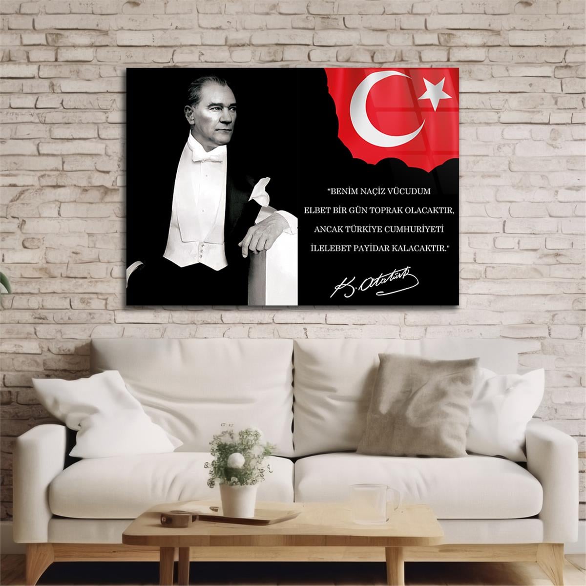 Yatay Vatan Temalı Cam Tablo 93