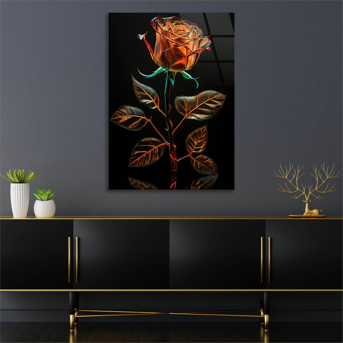 Vertical Tempered Glasss Wall Arts Natured-Themed136