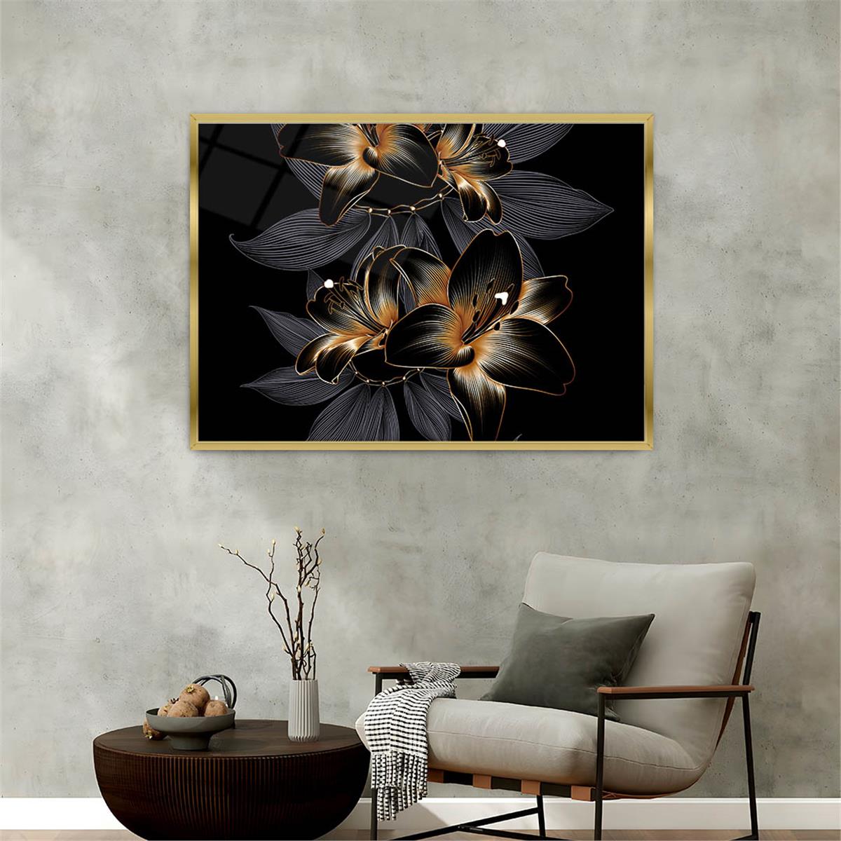 Aluminum-Framed Art-Themed Tempered Glass Wall Art 159
