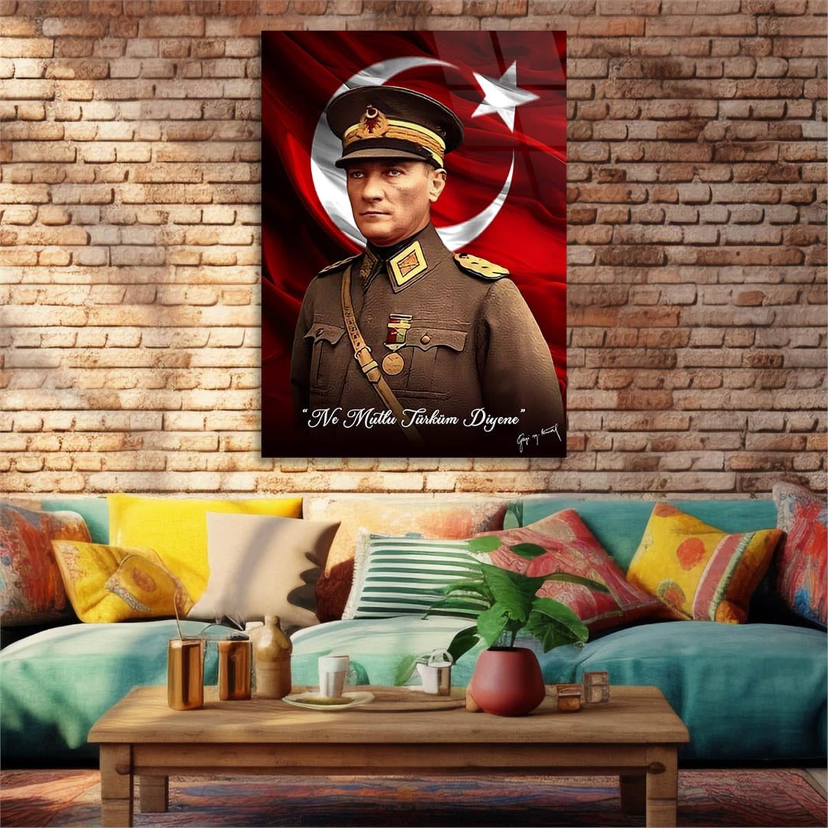 Dikey VatanTemalı Cam Tablo 150