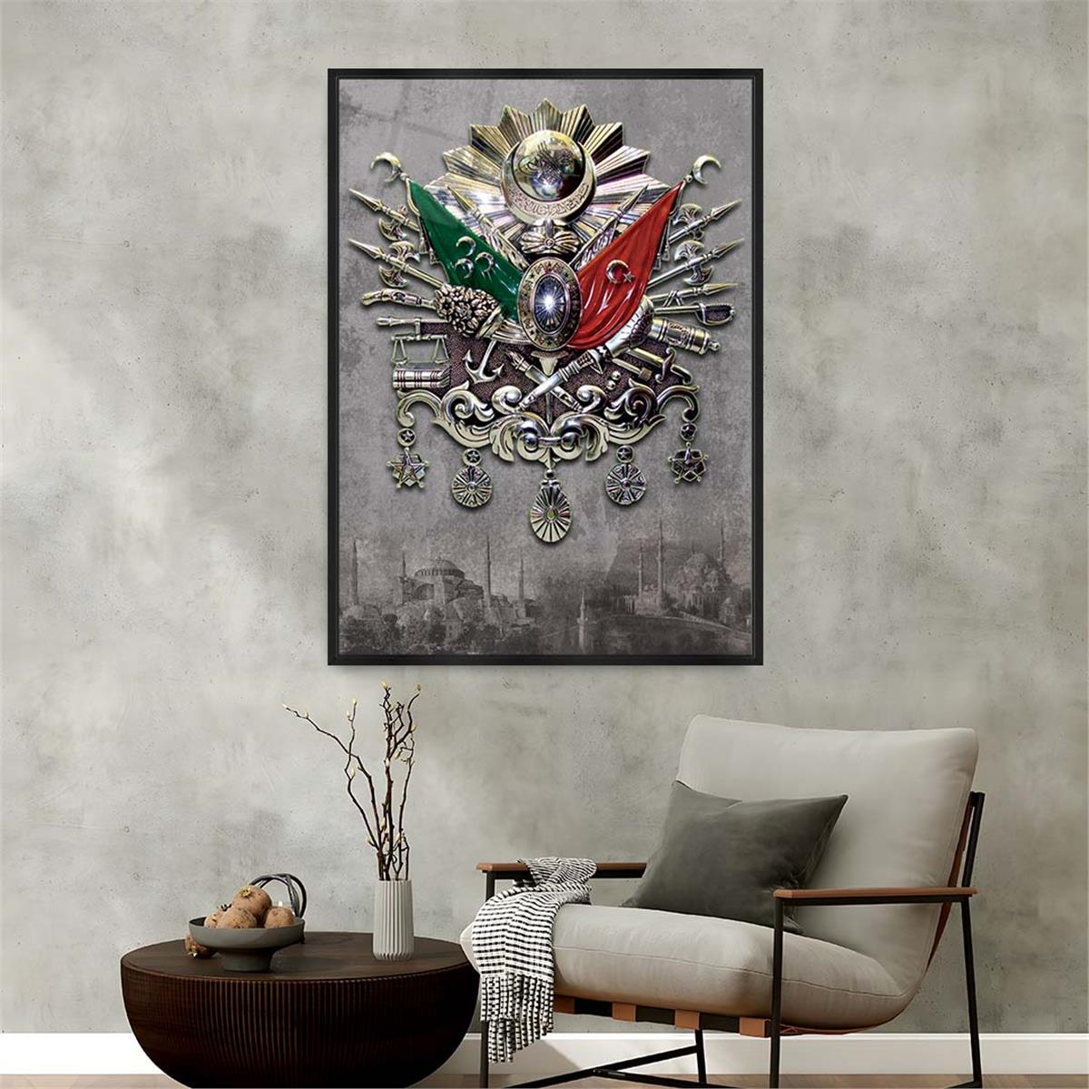 Aluminum-Framed National-Themed Tempered Glass Wall Art 033