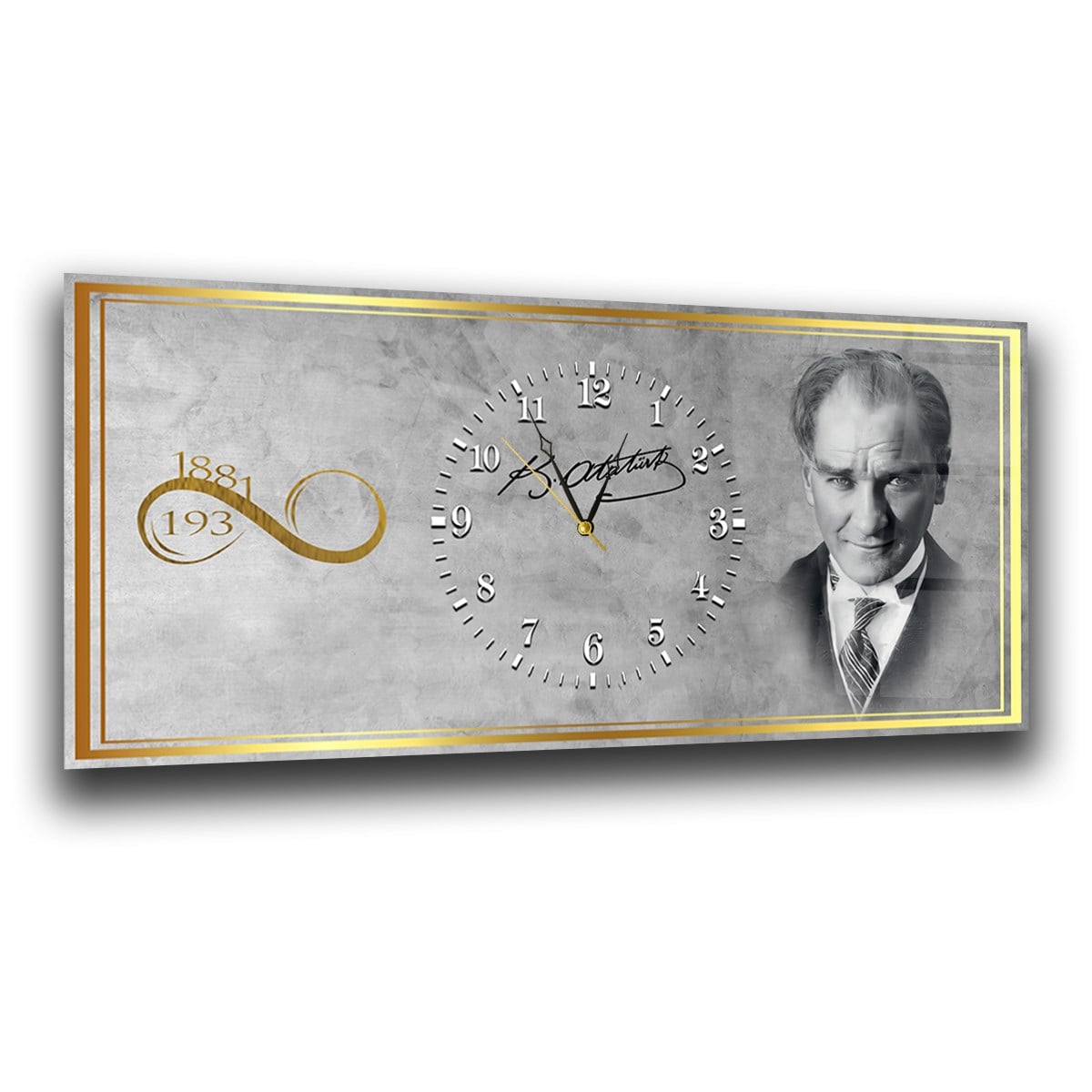 1881 Sonsuzluk ve Atatürk Saatli Cam Tablo