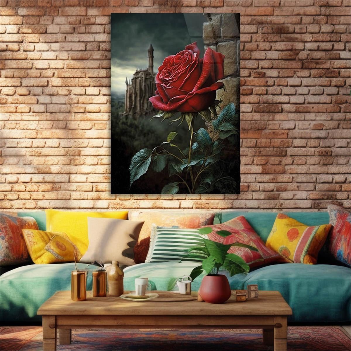 Dikey Doğa Temalı Cam Tablo129