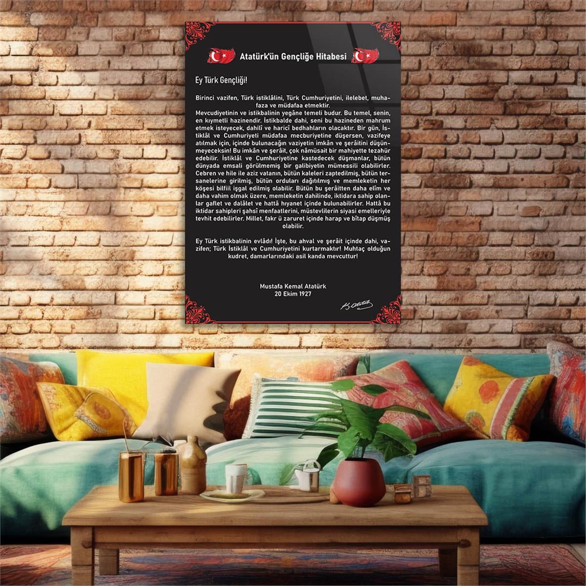 Atatürks Address to the Turkish Youth Glass Wall Art
