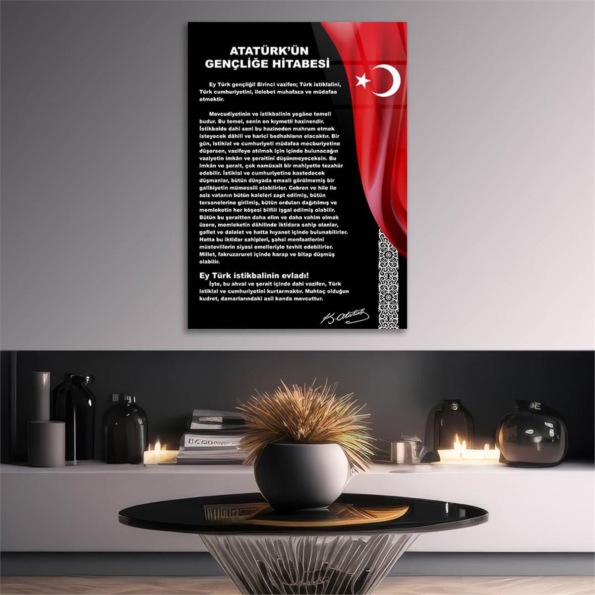 Dikey VatanTemalı Cam Tablo 204