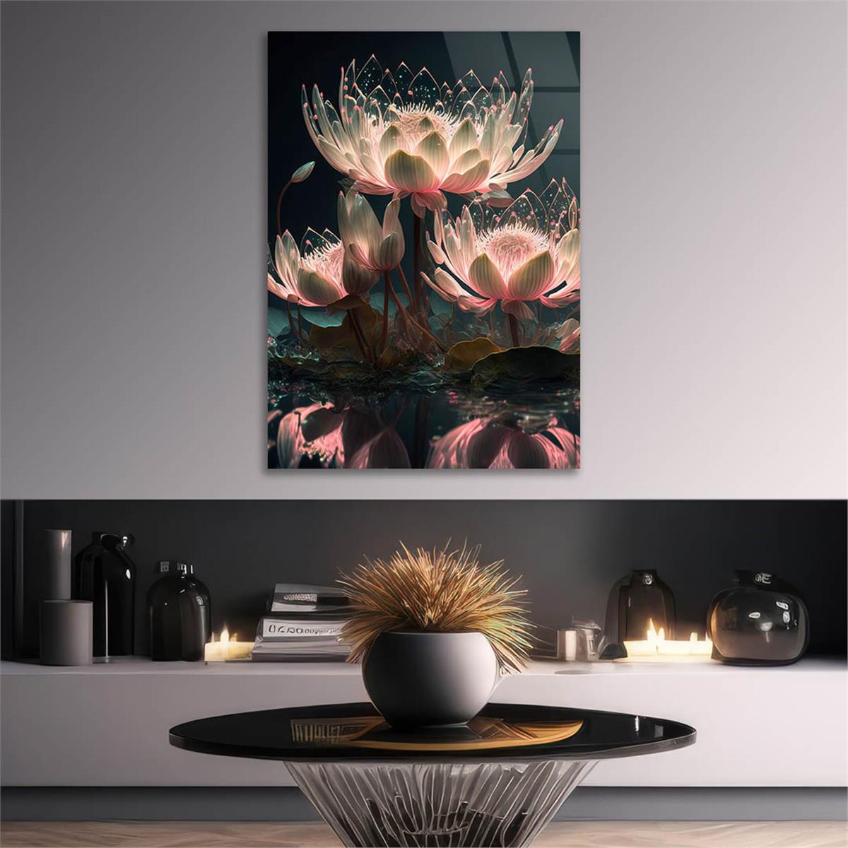 Dikey Sanat Temalı Cam Tablo 448