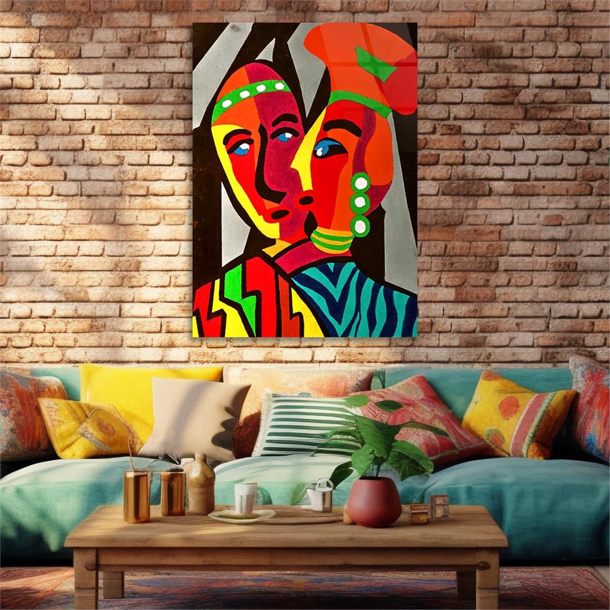 Dikey Sanat Temalı Cam Tablo 390