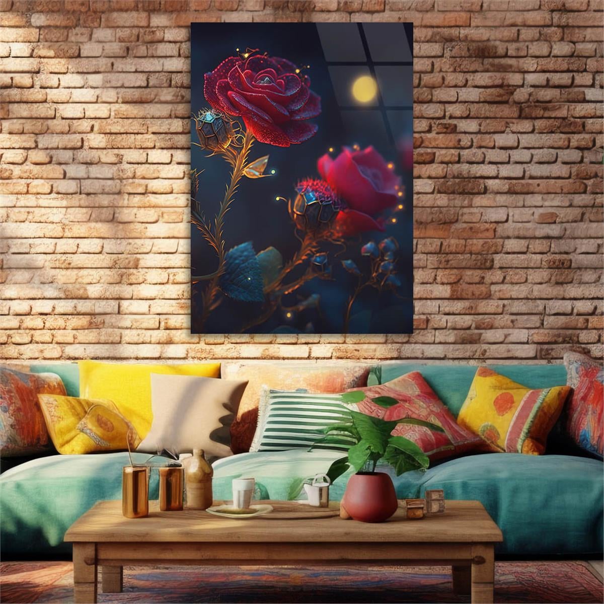 Dikey Doğa Temalı Cam Tablo127