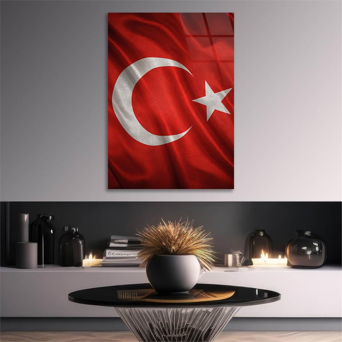 Dikey VatanTemalı Cam Tablo 166