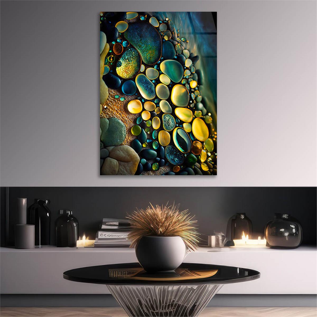 Dikey Sanat Temalı Cam Tablo 470