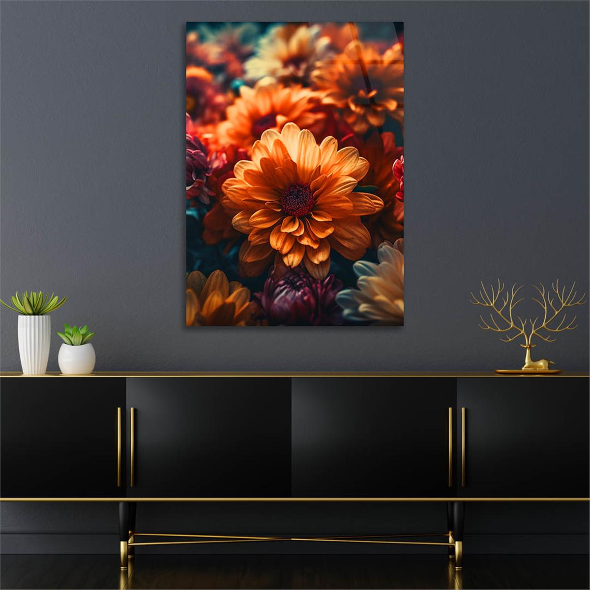 Dikey Sanat Temalı Cam Tablo 518