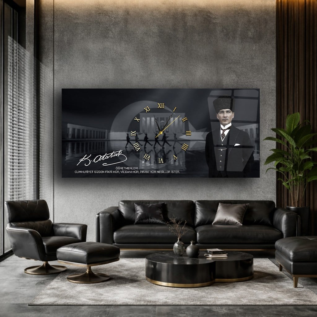 Middle-Clock, Homeland-Themed Horizontal Glass Wall Painting 053