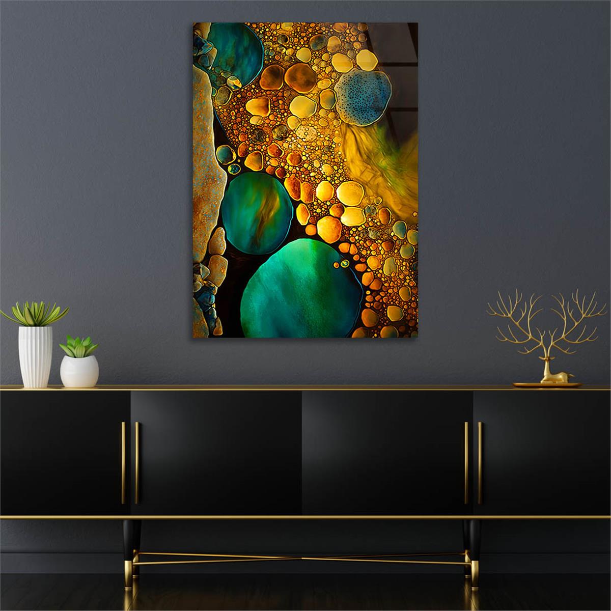 Dikey Sanat Temalı Cam Tablo 469