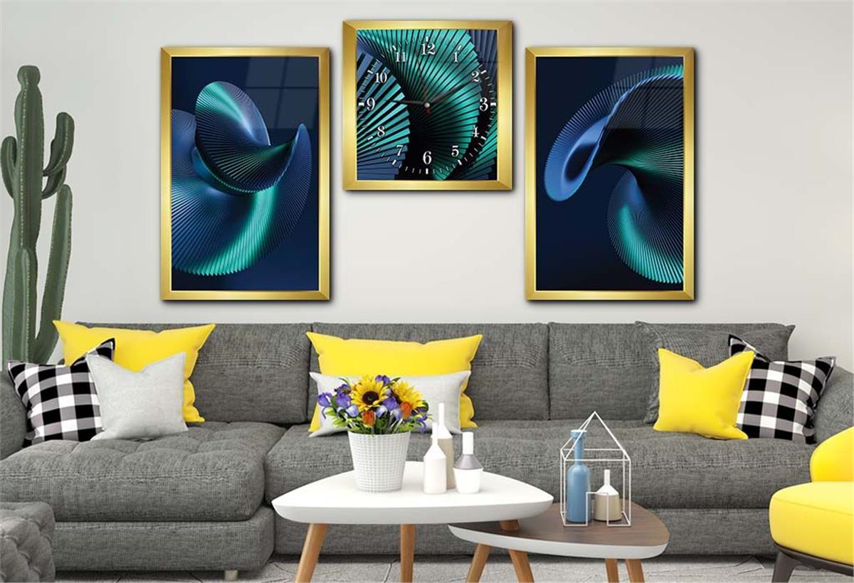 Gehard Glasschilderij Set aan de Kunst Thema Met Klok
