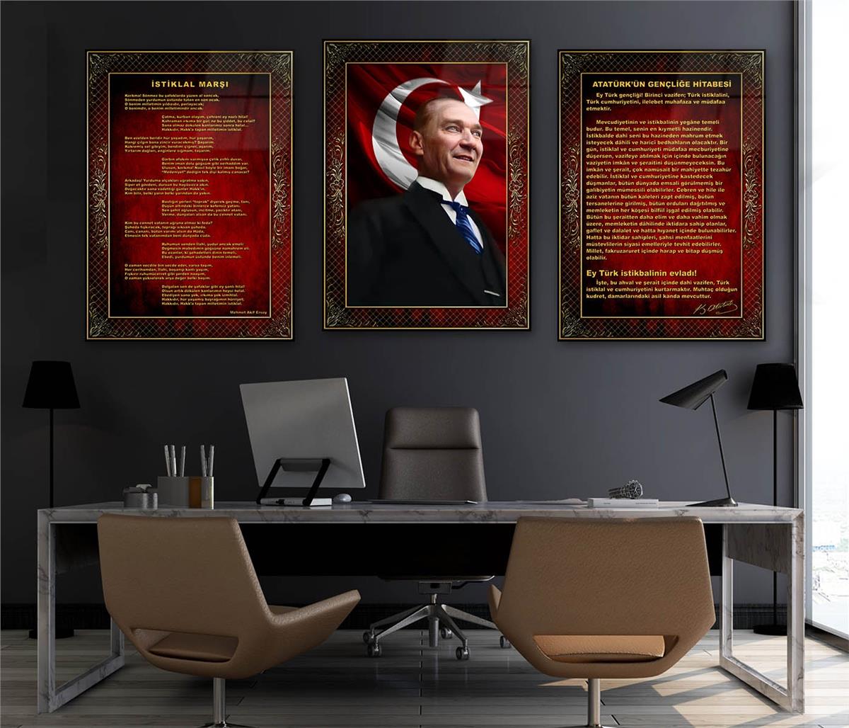  3lü Set VatanTemalı Cam Tablo 23