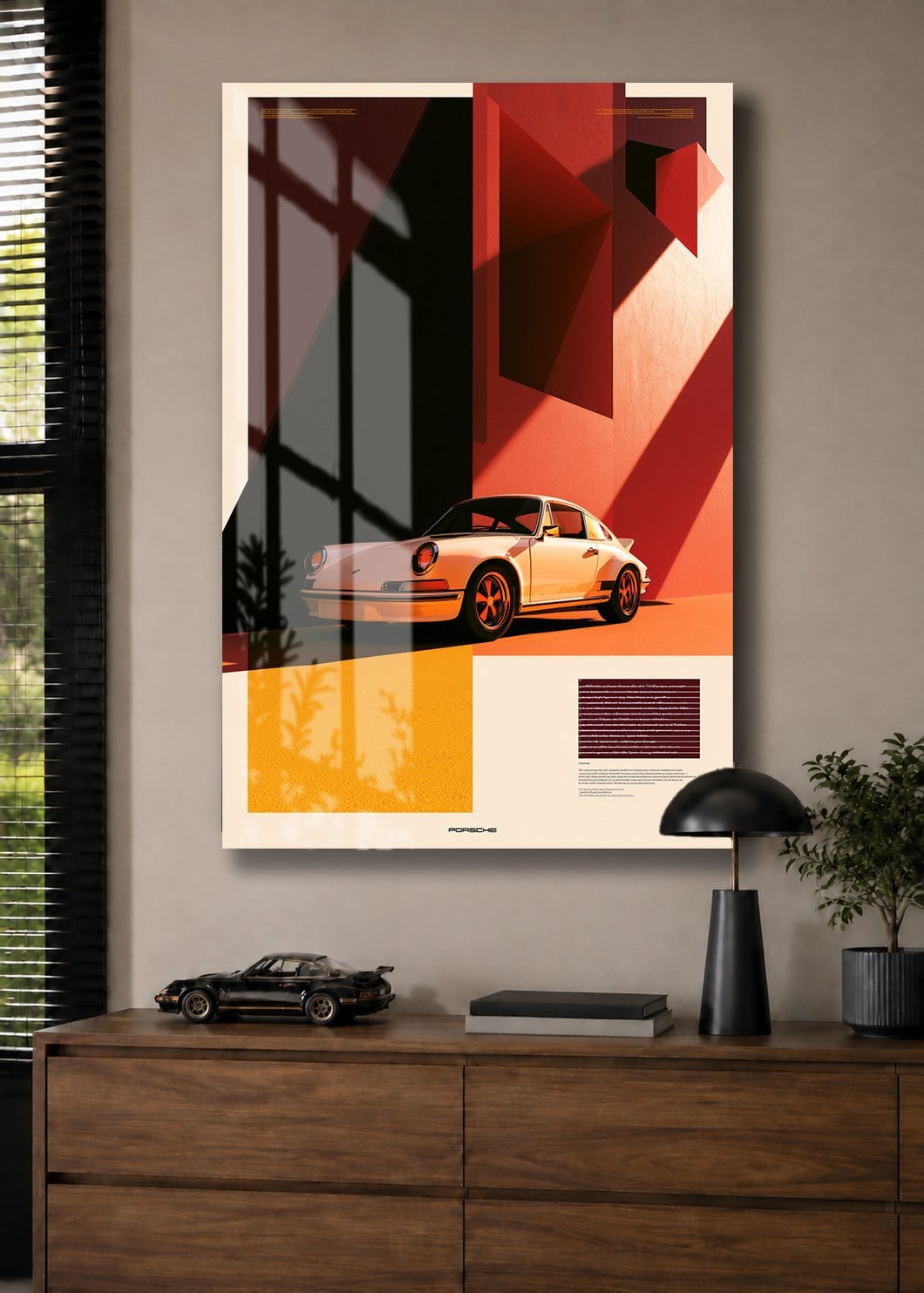 Klasik Beyaz Porsche Cam Tablo