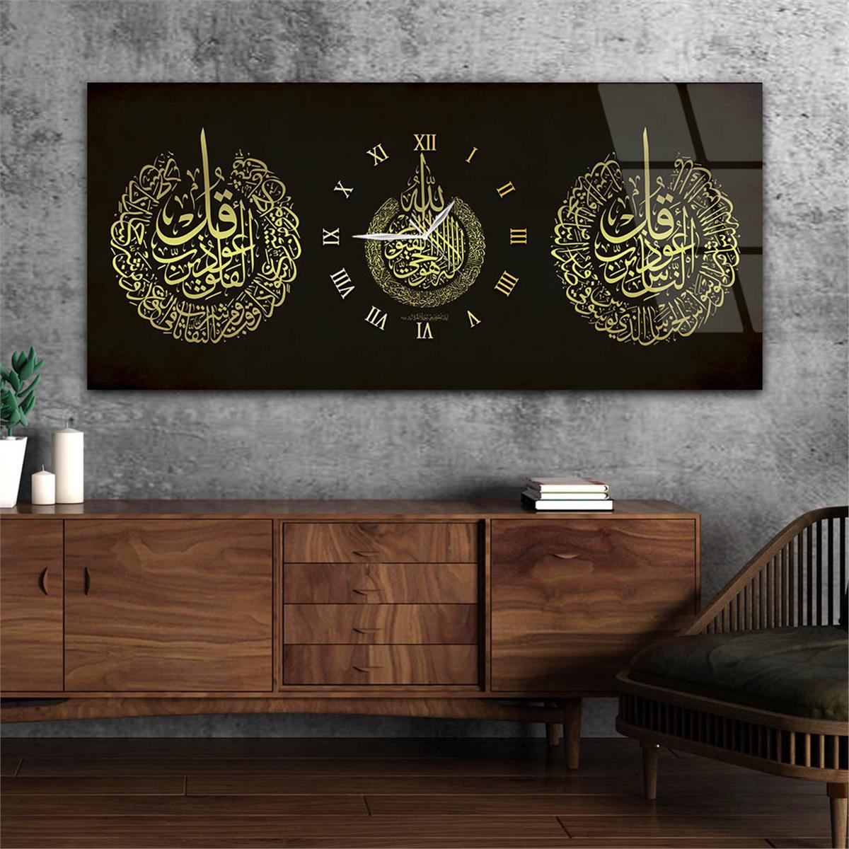Middle-Clock, Religious-Themed Horizontal Glass Wall Painting 080