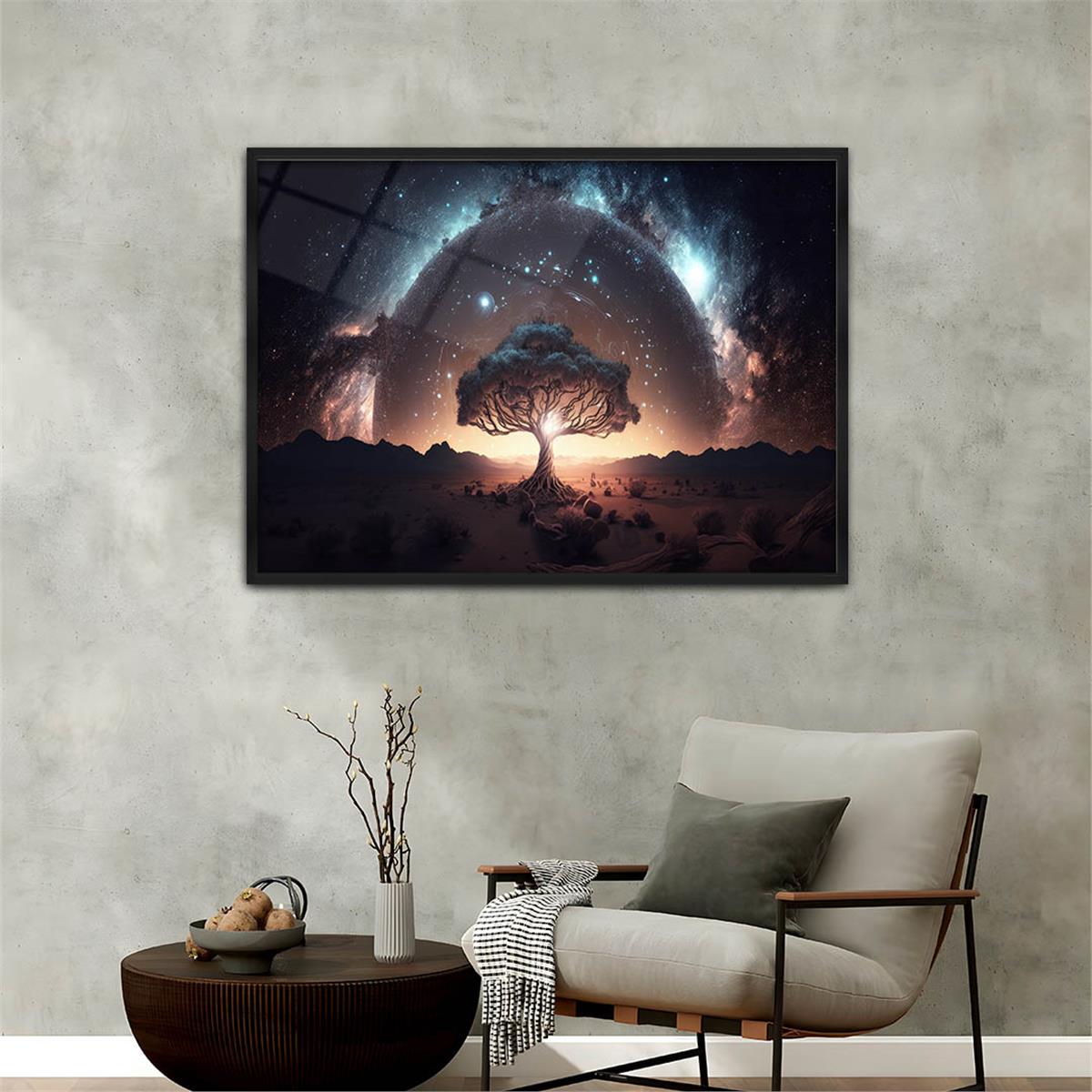 Aluminum-Framed Natured-Themed Tempered Glass Wall Art 066