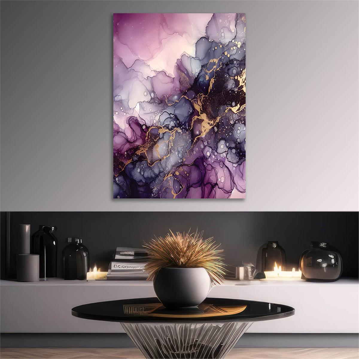 Dikey Sanat Temalı Cam Tablo 398