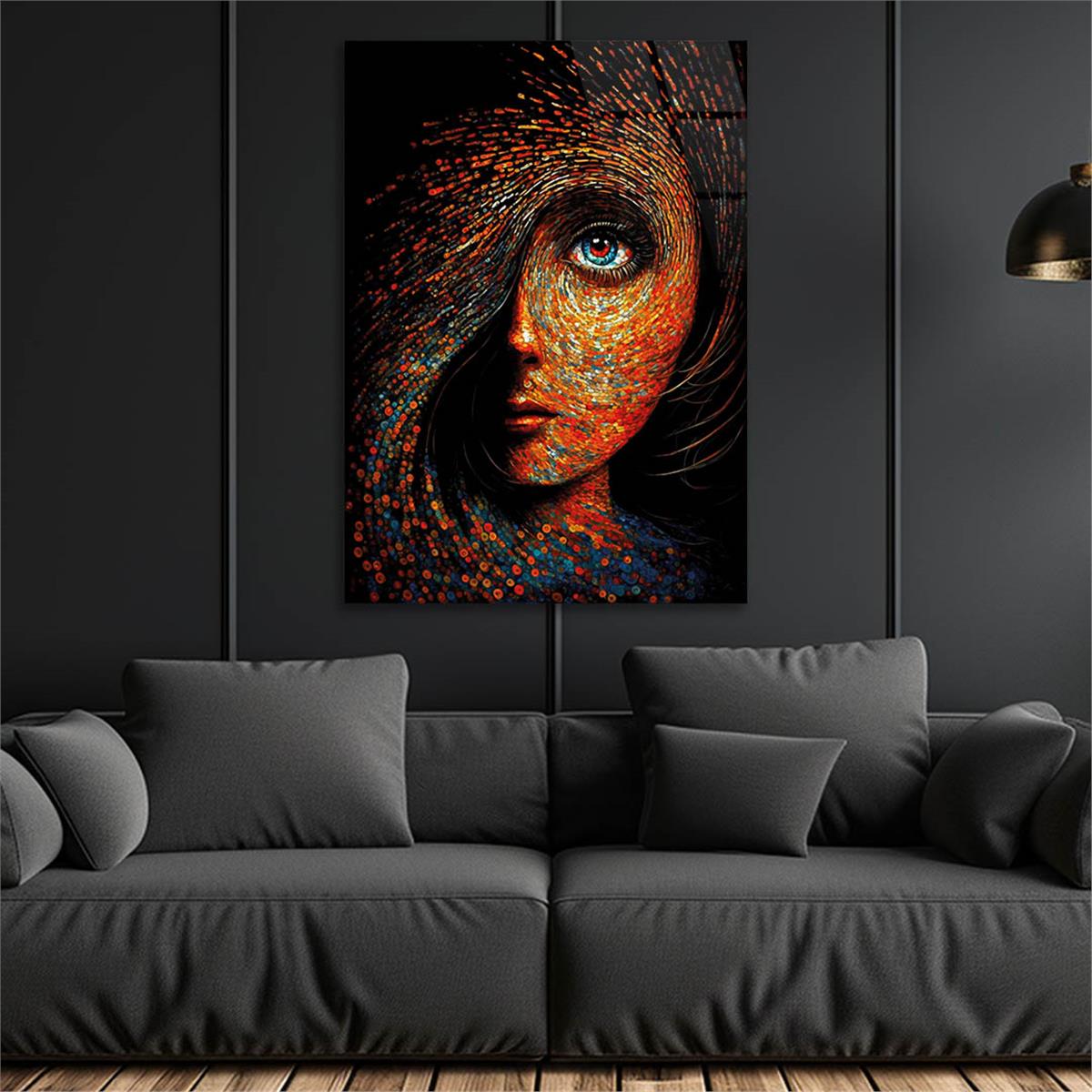 Dikey Sanat Temalı Cam Tablo 373