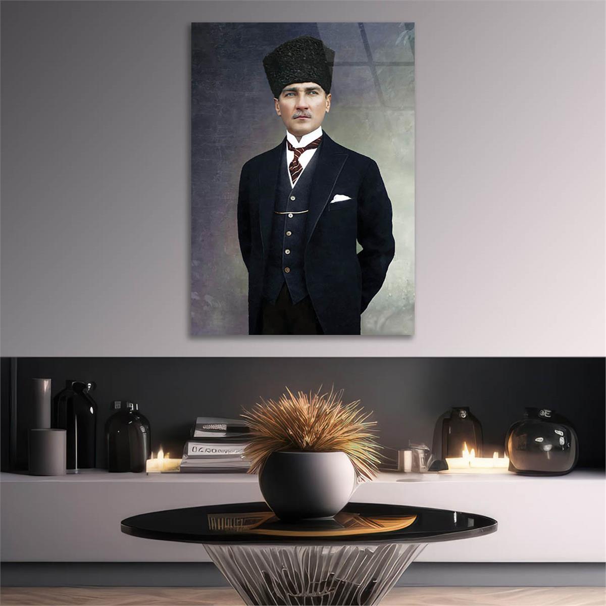 Mustafa Kemal Atatürk Gehard Glasschilderij 