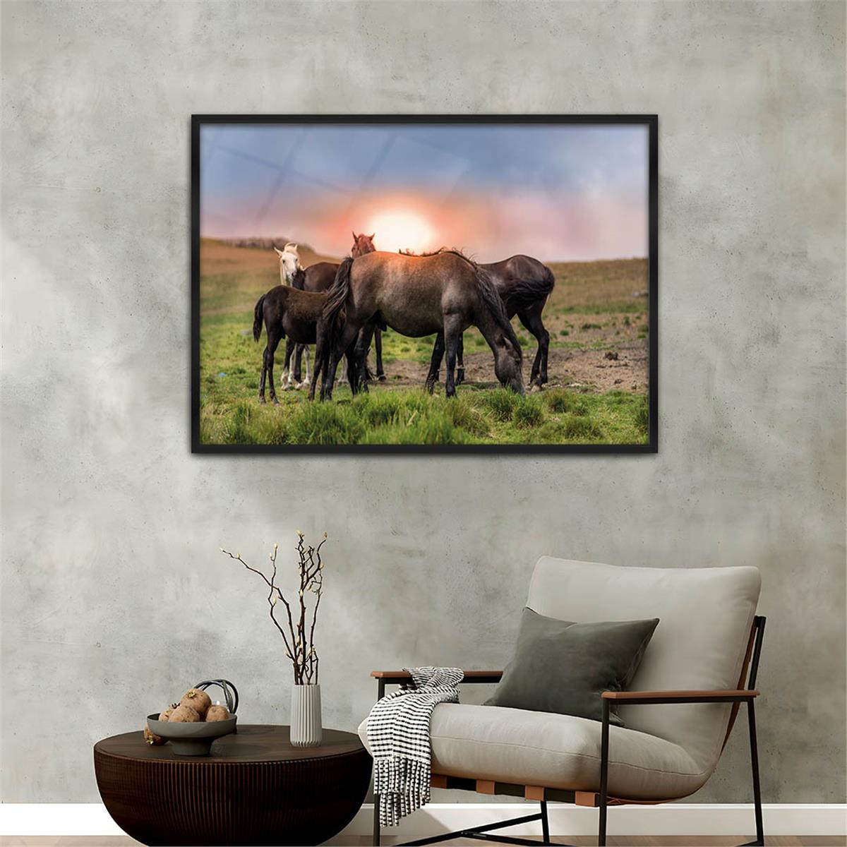 Aluminum-Framed Art-Themed Tempered Glass Wall Art 068