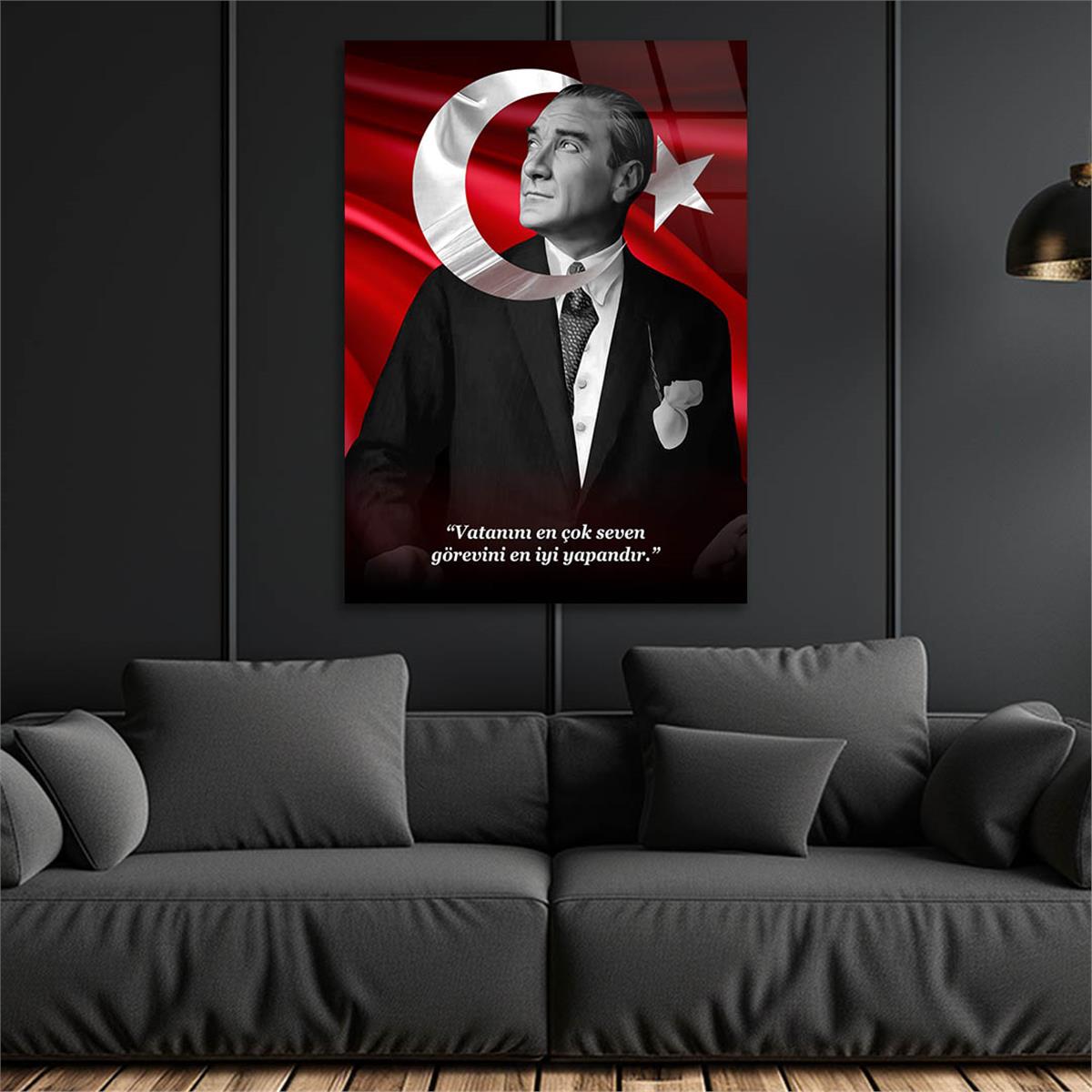 Dikey VatanTemalı Cam Tablo 206