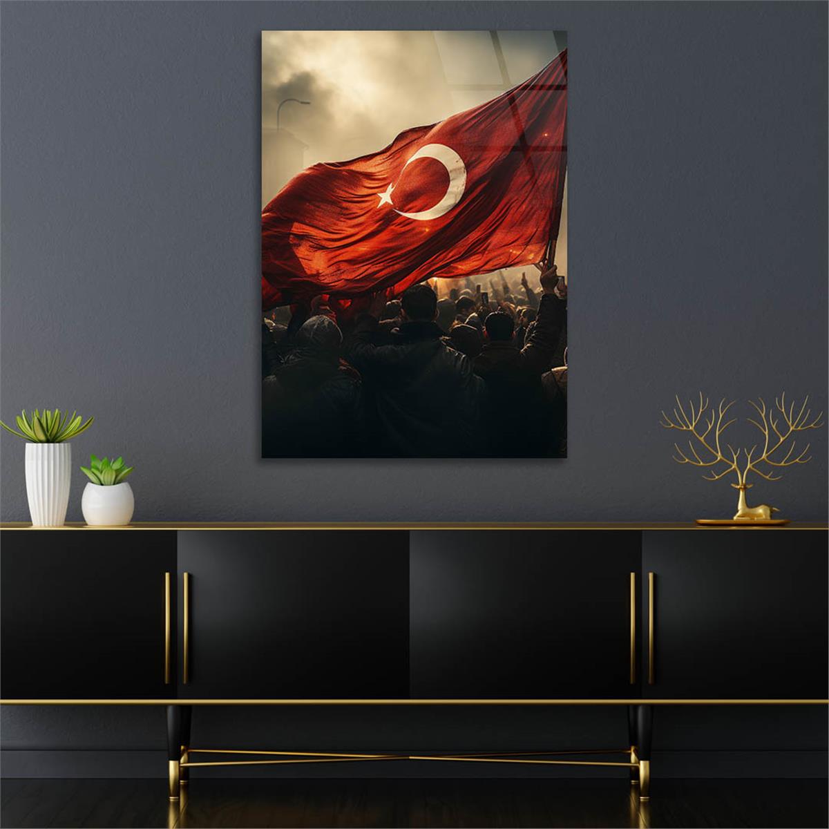 Dikey VatanTemalı Cam Tablo 160