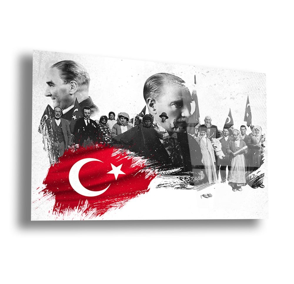 Yatay VatanTemalı Cam Tablo 124