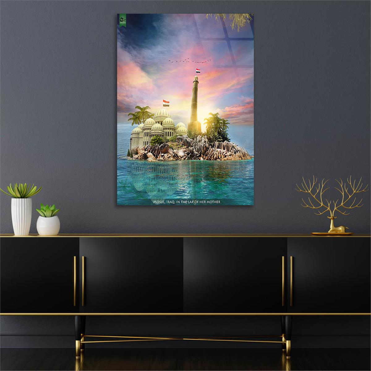 Kunst Thema auf bedrucktem Glas